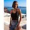 Černý elegantní crop top MABELL se zavazováním