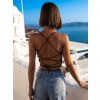 Černý elegantní crop top MABELL se zavazováním