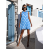 Modré plisované šaty LACIE s puntíky
