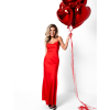 Červené dlouhé lesklé šaty KARRIN