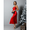 Červené lesklé elegantní šaty MADALYN s vázáním na zádech