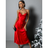 Červené lesklé elegantní šaty MADALYN s vázáním na zádech