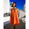 Oranžové elegantní šaty MILLER se třpytivými ramínky