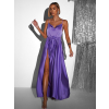 Fialové lesklé elegantní šaty YASMINE s rozparkem