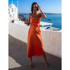 Oranžové lesklé elegantní šaty MADALYN s vázáním na zádech