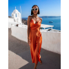 Oranžové lesklé elegantní šaty MADALYN s vázáním na zádech
