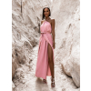 Starorůžové delší elegantní šaty MYSTIS s rozparky
