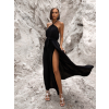 Černé delší elegantní šaty MYSTIS s rozparky