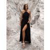 Černé delší elegantní šaty MYSTIS s rozparky