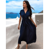 Tmavě modré delší elegantní šaty FEYLING se zavazováním