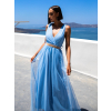 Světle modré dlouhé elegantní šaty WEEP se štrasovým opaskem