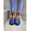 Královsky modré semišové polobotky BRADY se zlatou sponou