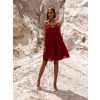 Bordó elegantní šaty MARIKO s volánky