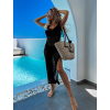 Černý elegantní přehoz přes plavky MERCY s rozparkem