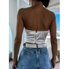 Bílý elegantní crop top METEORITE