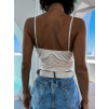 Béžový elegantní crop top LUCIA s řasením
