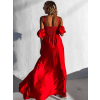 Červené elegantní šaty CREESI s rozparkem