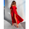 Červené elegantní šaty CREESI s rozparkem