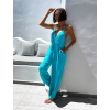 Tyrkysový elegantní overal TISY s kapsami