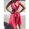 Malinové lesklé šaty BLAINE s vázáním