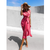 Malinové lesklé šaty BLAINE s vázáním