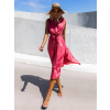 Malinové lesklé šaty BLAINE s vázáním