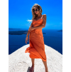 Oranžové lesklé šaty DOLOMIT s průstřihy