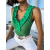 Zelený top BLUSHING s výstřihem do V