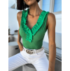 Zelený top BLUSHING s výstřihem do V
