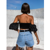 Černý elegantní crop top DENNER s rukávy