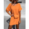 Oranžové jednoduché šaty CAINEN s menší kabelkou