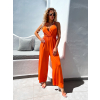 Oranžový elegantní overal TISY s kapsami