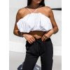 Bílý řasený crop top MONTEREY