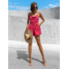 Malinový kraťasový overal CYRA s páskem