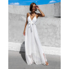 Bílé dlouhé elegantní šaty MONARCH na zavazování