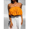 Oranžový řasený crop top MONTEREY