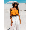 Oranžový řasený crop top MONTEREY