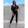 Černý elegantní overal CORWIN s průstřihy