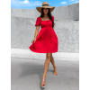 Červené jednoduché elegantní šaty ENOTEL s volánky