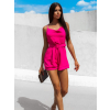 Tmavě růžový kraťasový overal CYRA s páskem