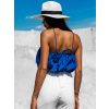 Modrý řasený crop top MONTEREY