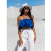 Modrý řasený crop top MONTEREY