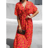 Oranžové květované šaty MILLEY s výstřihem do V