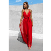 Červené dlouhé elegantní šaty MONARCH na zavazování