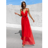 Červené dlouhé elegantní šaty MONARCH na zavazování