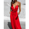 Červené dlouhé elegantní šaty MONARCH na zavazování