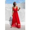 Červené dlouhé elegantní šaty MONARCH na zavazování