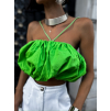 Zelený řasený crop top MONTEREY
