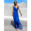 Modré dlouhé elegantní šaty MONARCH na zavazování
