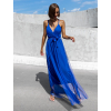 Modré dlouhé elegantní šaty MONARCH na zavazování